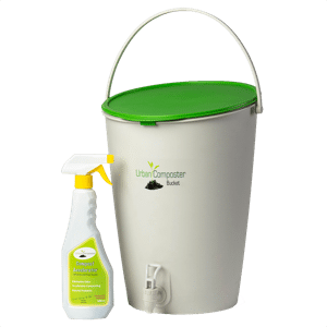 The original Urban Composter with Lime lid and Compost Accelerator spray